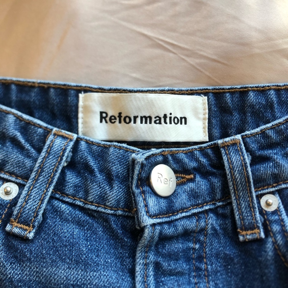 Reformation Distressed Mid Rise Slim Jeans - Picture 3 of 6